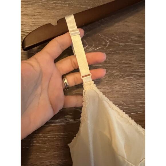 Vintage Nightgown Long Ivory Olga Size Medium Satin Slip dress Cottagecore fairy - Picture 4 of 10